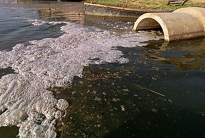 Sewage spilling into waterway